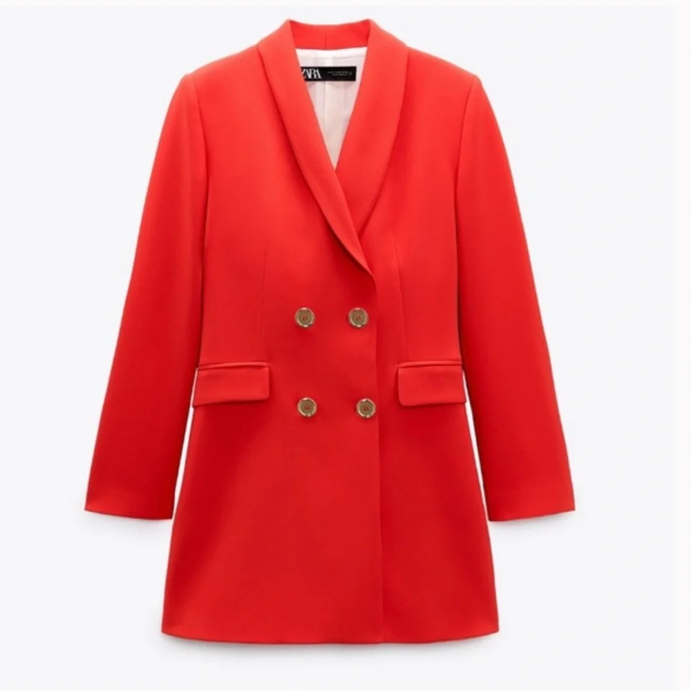 Zara Double Breasted Long Blazer Red Bloggers Favorite - Picture 11 of 15